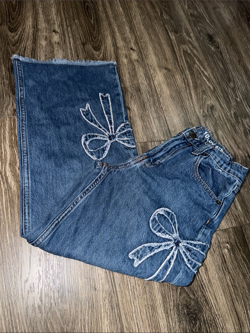 Gap Kids Girls Low Stride Jeans with Bow Embroidery Size 10